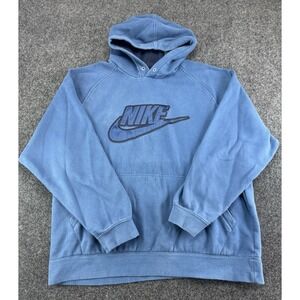 Vintage Nike Sportswear Blue Embroidered Big Swoosh Hoodie Sweatshirt XL
